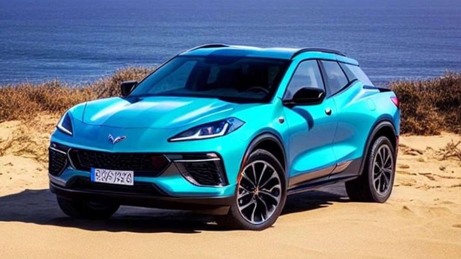 2025 Corvette Electric SUV photographed from the water