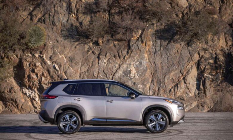 This surprising compact SUV is a Nissan Rogue in silver