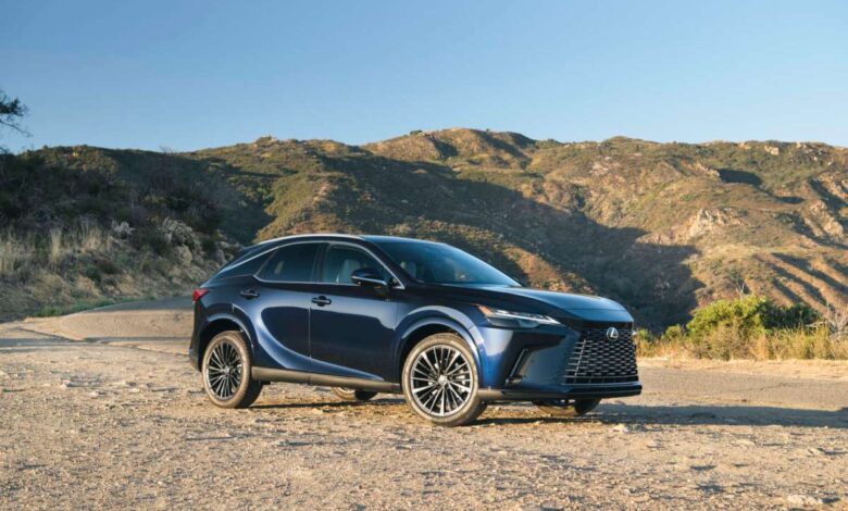 A 2023 Lexus RX in the sand