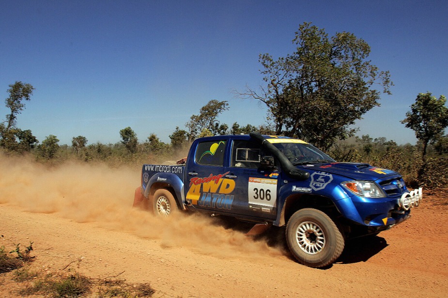 The Toyota Hilux mid-size pickup truck shows how powerful it can be in a rally.