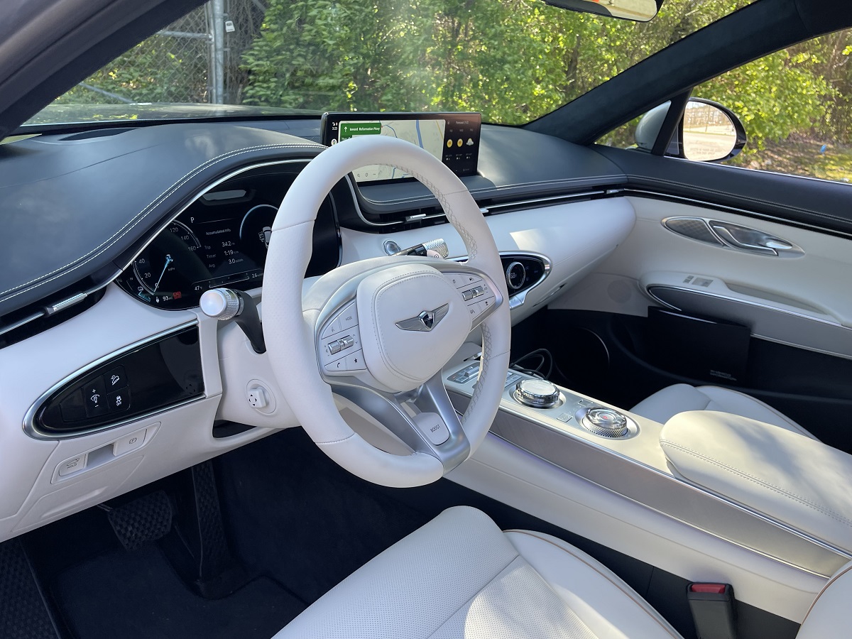The interior of the 2023 electrified Genesis GV70 