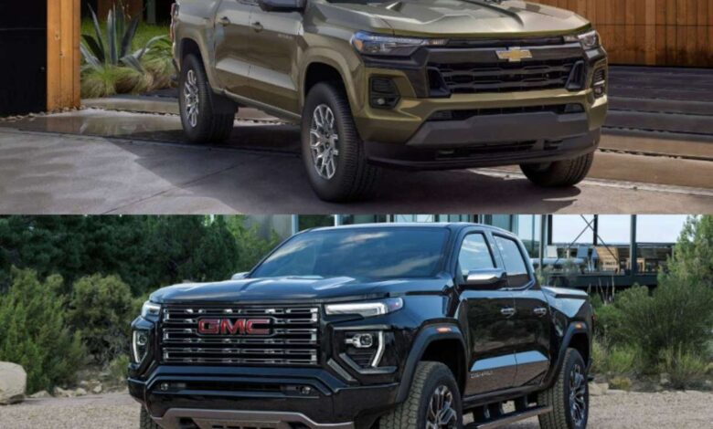 This 2023 Chevrolet Colorado and GMC Canyon seen here have not shipped to dealerships yet