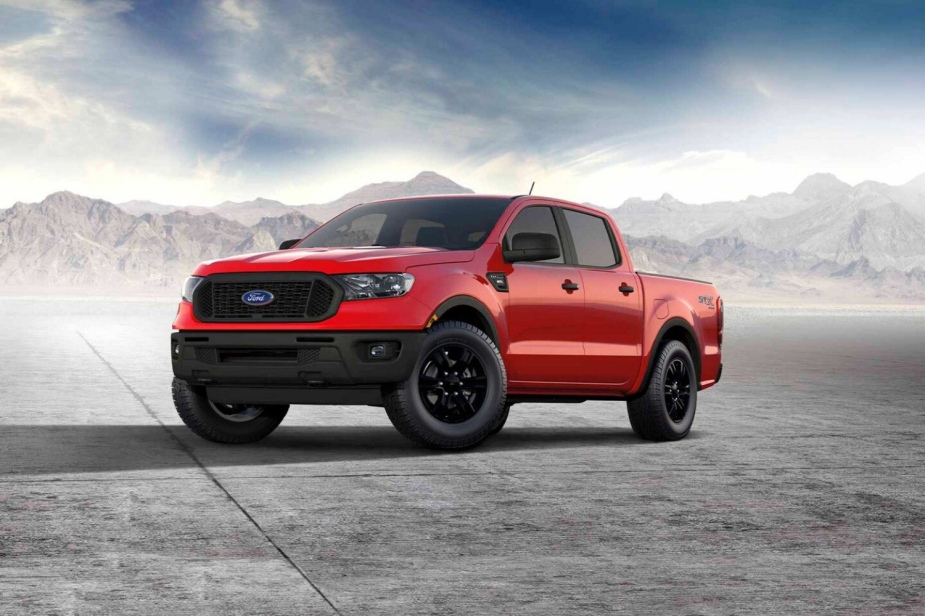 The best pickup trucks for the money include the red Ford Ranger XL