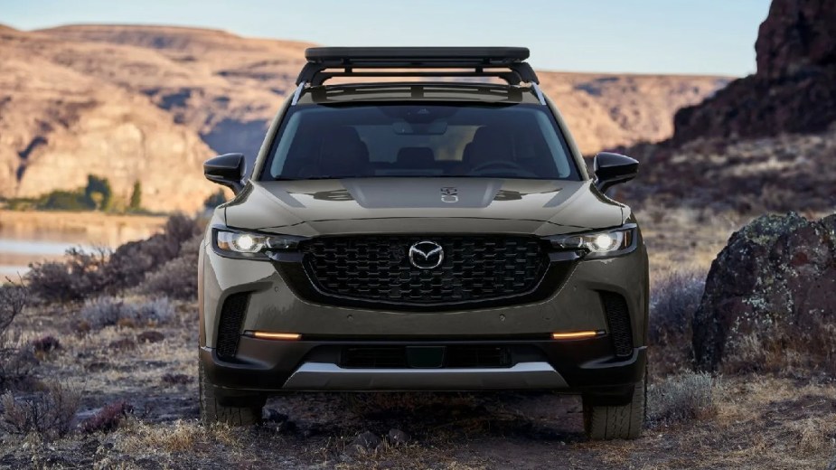 Front view of green 2023 Mazda CX-50, second best new SUV to buy in 2023, says Car and Driver